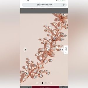 Rose Gold Floral Crystal Spray Sash/Headpiece